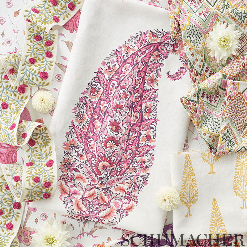 Schumacher 178332 KHILANA FLORAL in ROSE Fabric - PALAMPORE