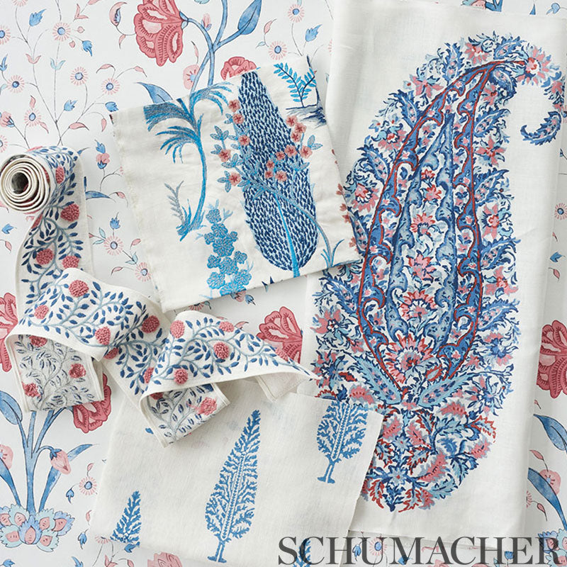 Schumacher 178510 JUNIPER BLOCK PRINT in BLUE Fabric - PALAM