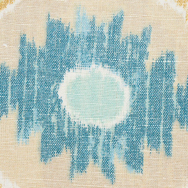 Schumacher 179050 ELIZIA IKAT in SKY & OCHRE Fabric - NEW TR
