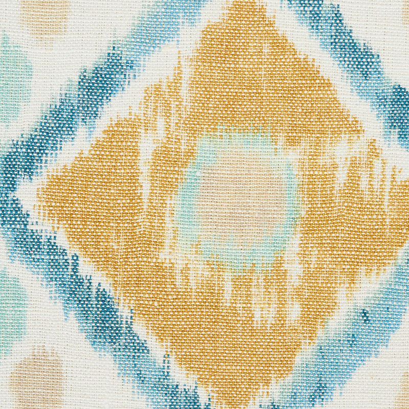 Schumacher 179050 ELIZIA IKAT in SKY & OCHRE Fabric - NEW TR