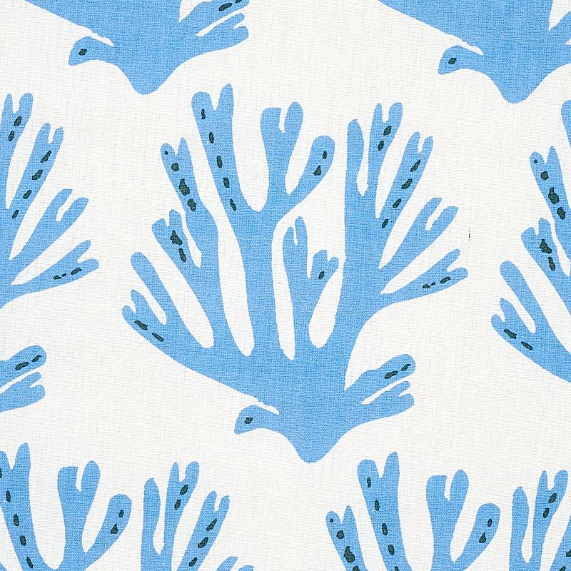 Schumacher 179100 CORAL in BLUE Fabric - MOLLY MAHON
