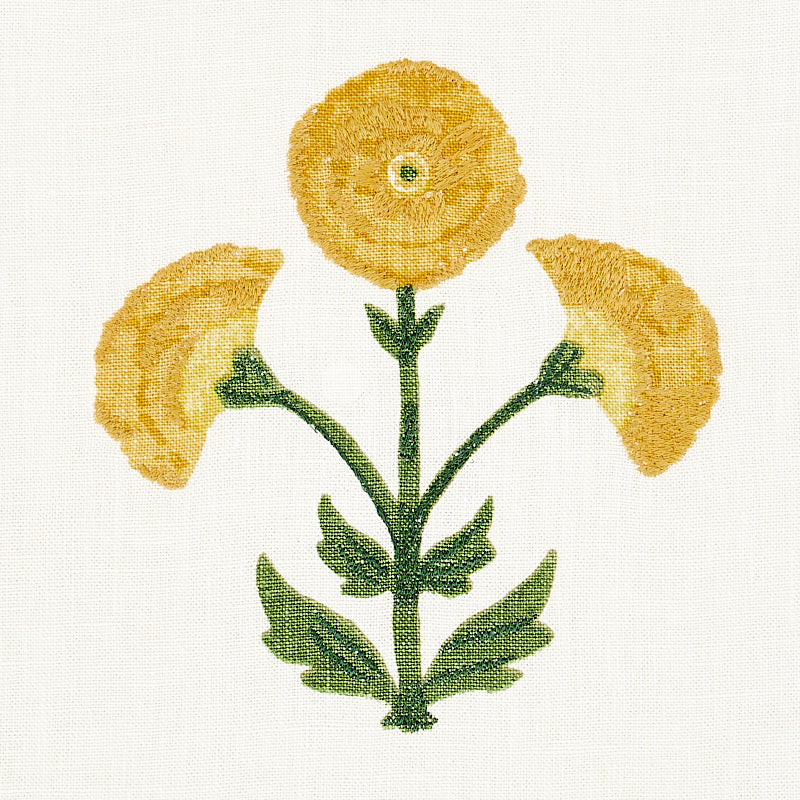 Schumacher 179671 Saranda Flower Embroidery in MARIGOLD Fabr