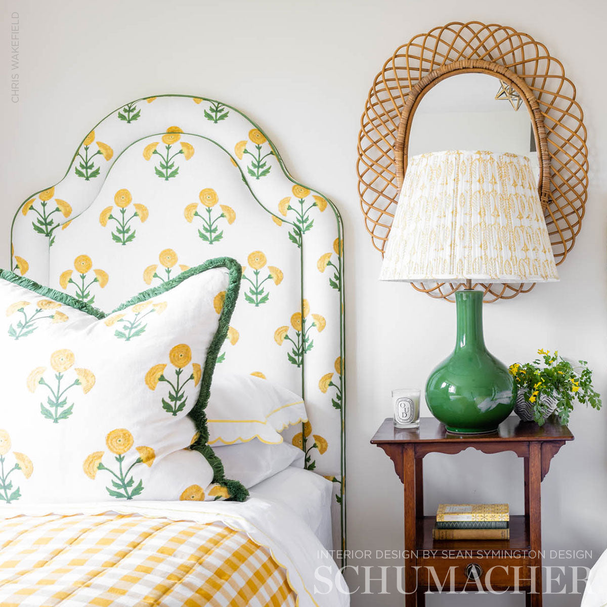 Schumacher 179671 Saranda Flower Embroidery in MARIGOLD Fabr