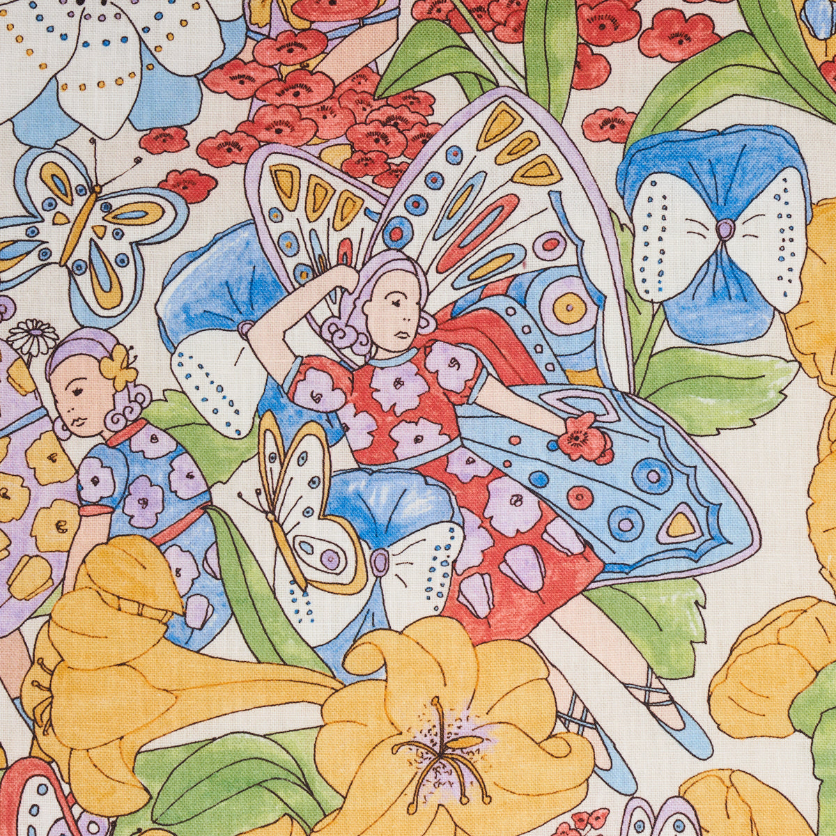 Schumacher 180140 FAIRIE GARDEN in YELLOW AND IVORY Fabric -