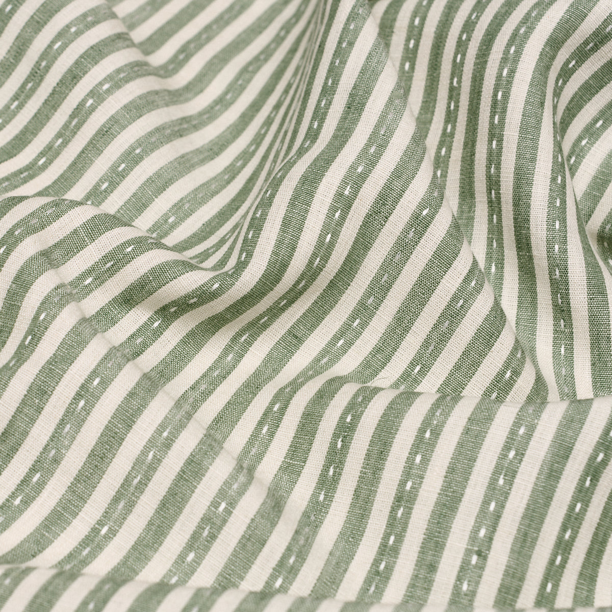 Schumacher 180591 MATHIS TICKING STRIPE in SAGE Fabric - NEW