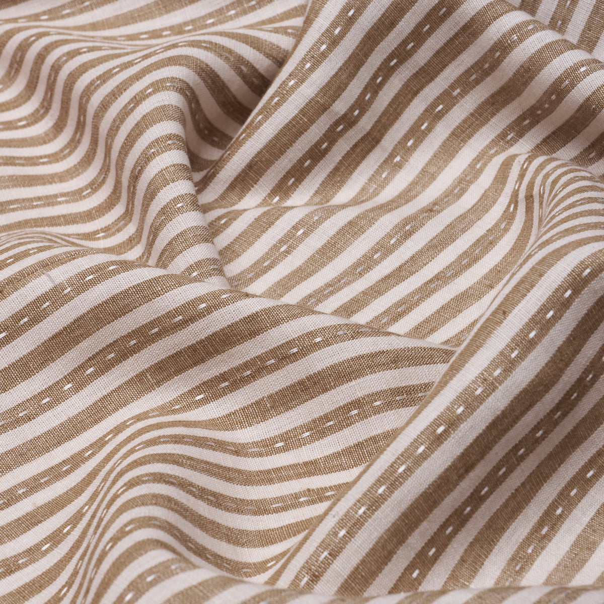 Schumacher 180594 MATHIS TICKING STRIPE in FLAX Fabric - A C