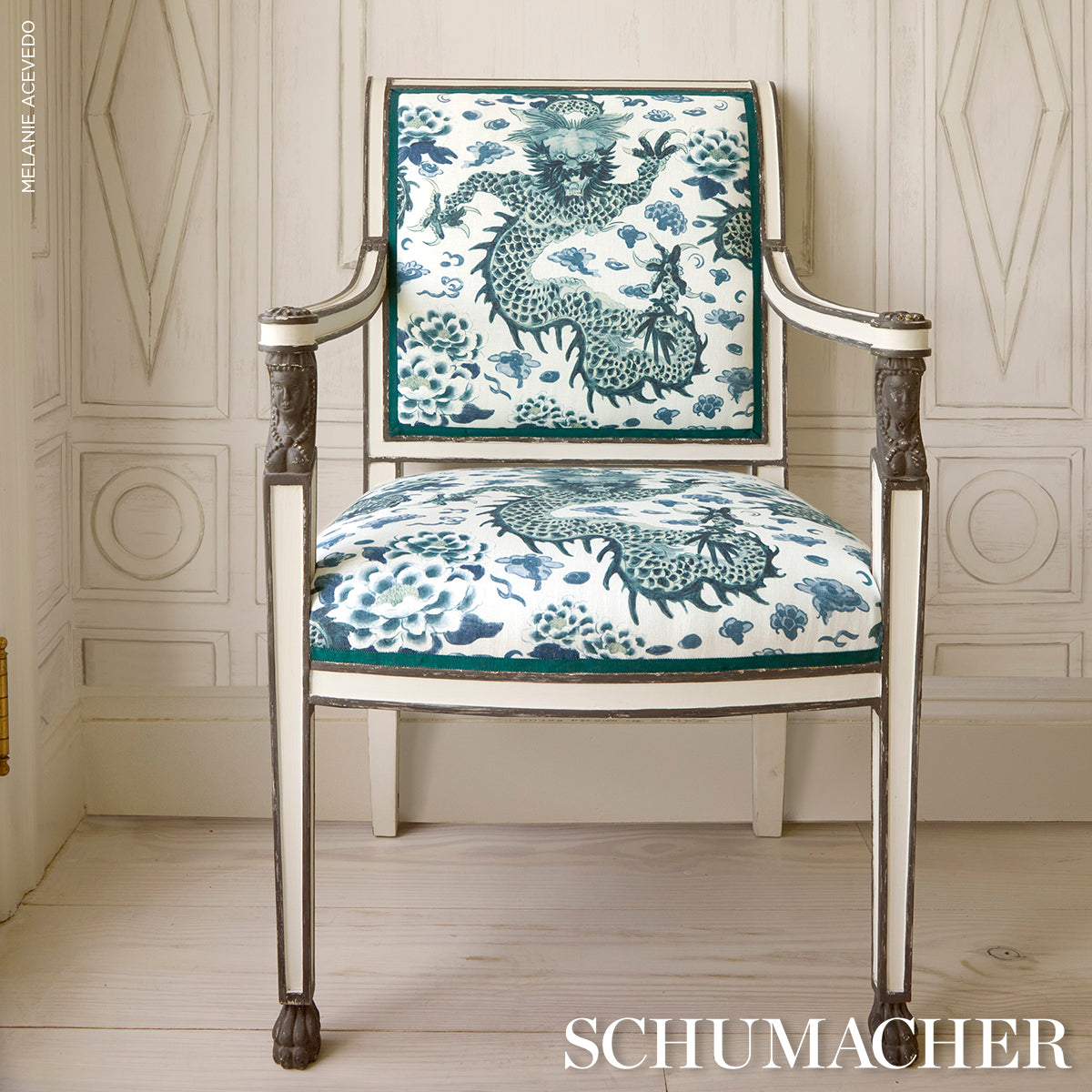 Schumacher 181030 EMPRESS DRAGON in DELFT Fabric - MARY MCDO