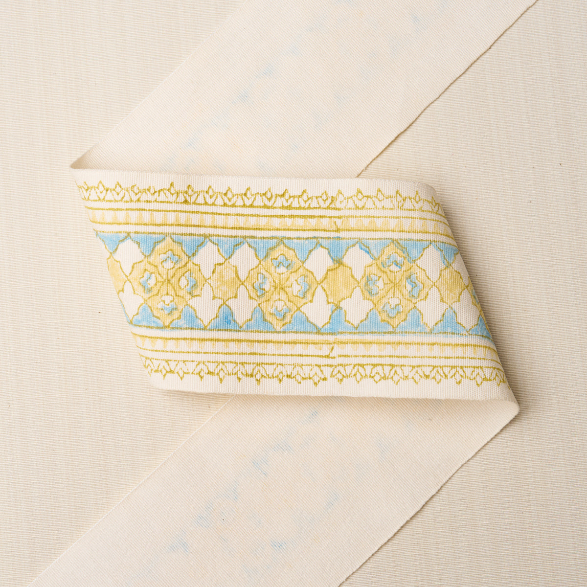 Schumacher 181370 AMIRA HAND BLOCK PRINTED TAPE in YELLOW &