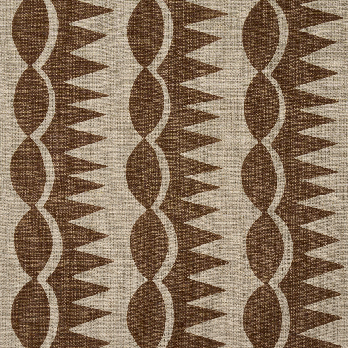 Schumacher 181530 DAGGER STRIPE in BROWN ON NATURAL Fabric -