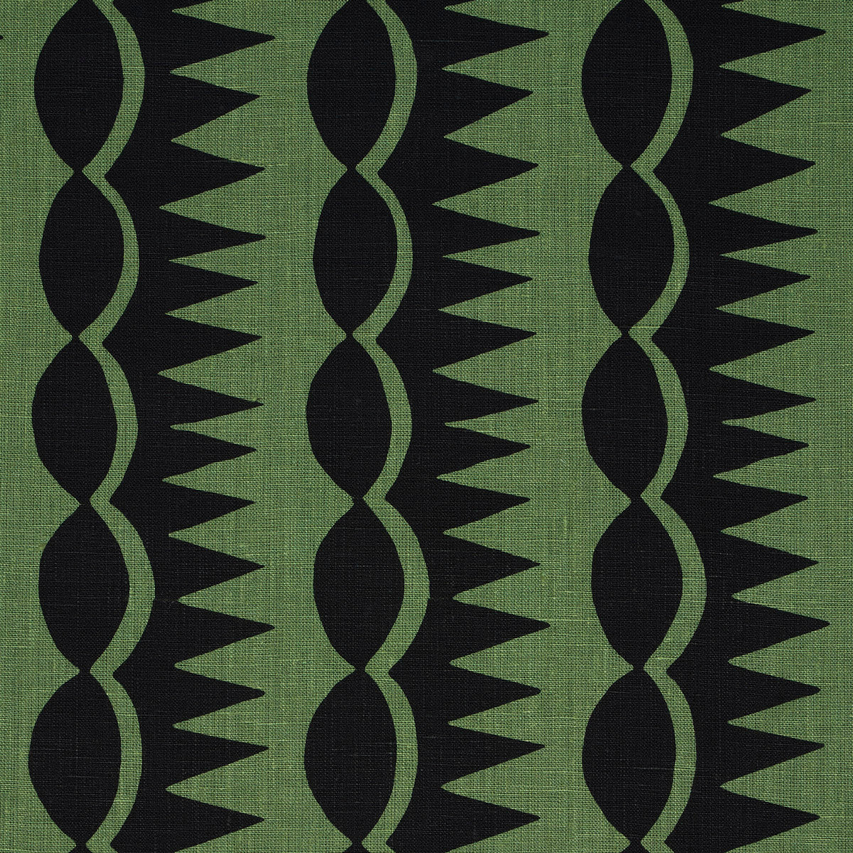 Schumacher 181532 DAGGER STRIPE in BLACK ON GREEN Fabric - D