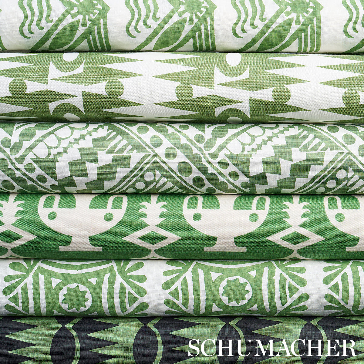 Schumacher 181532 DAGGER STRIPE in BLACK ON GREEN Fabric - D