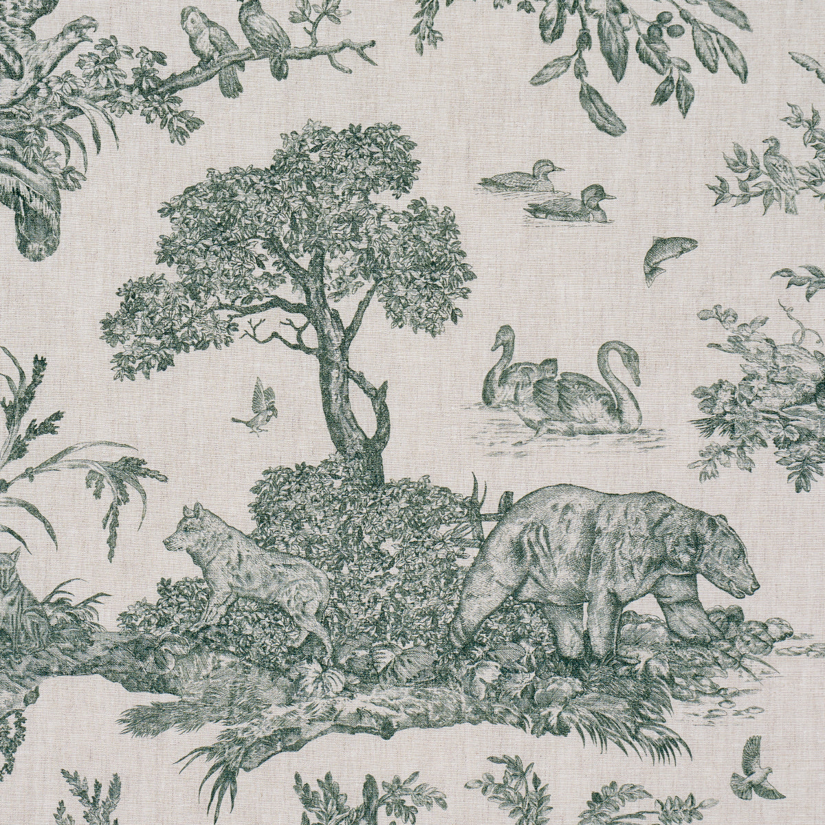 Schumacher 182272 WESTERN TOILE in FOREST Fabric - A COUNTRY