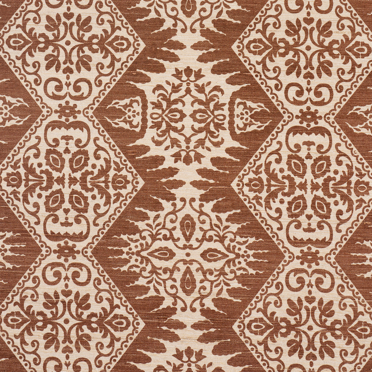 Schumacher 182700 BERKELEY HAND PRINTED SILK in CHESTNUT Fab