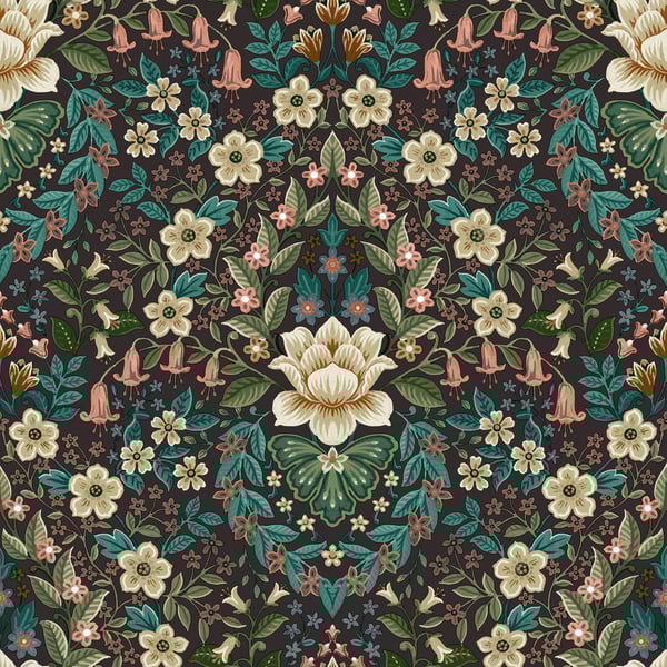 Galerie 18519 Black Floral Damask - Eade's Wallpaper