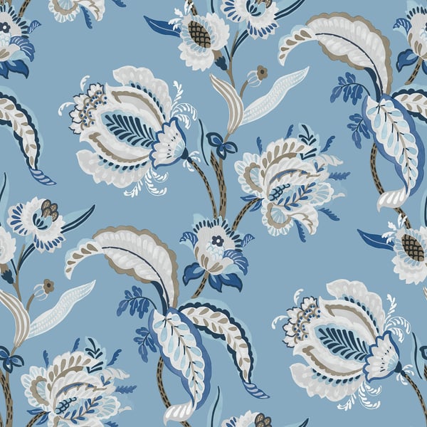Galerie 18553 Blue Abstract Floral - Eade's Wallpaper