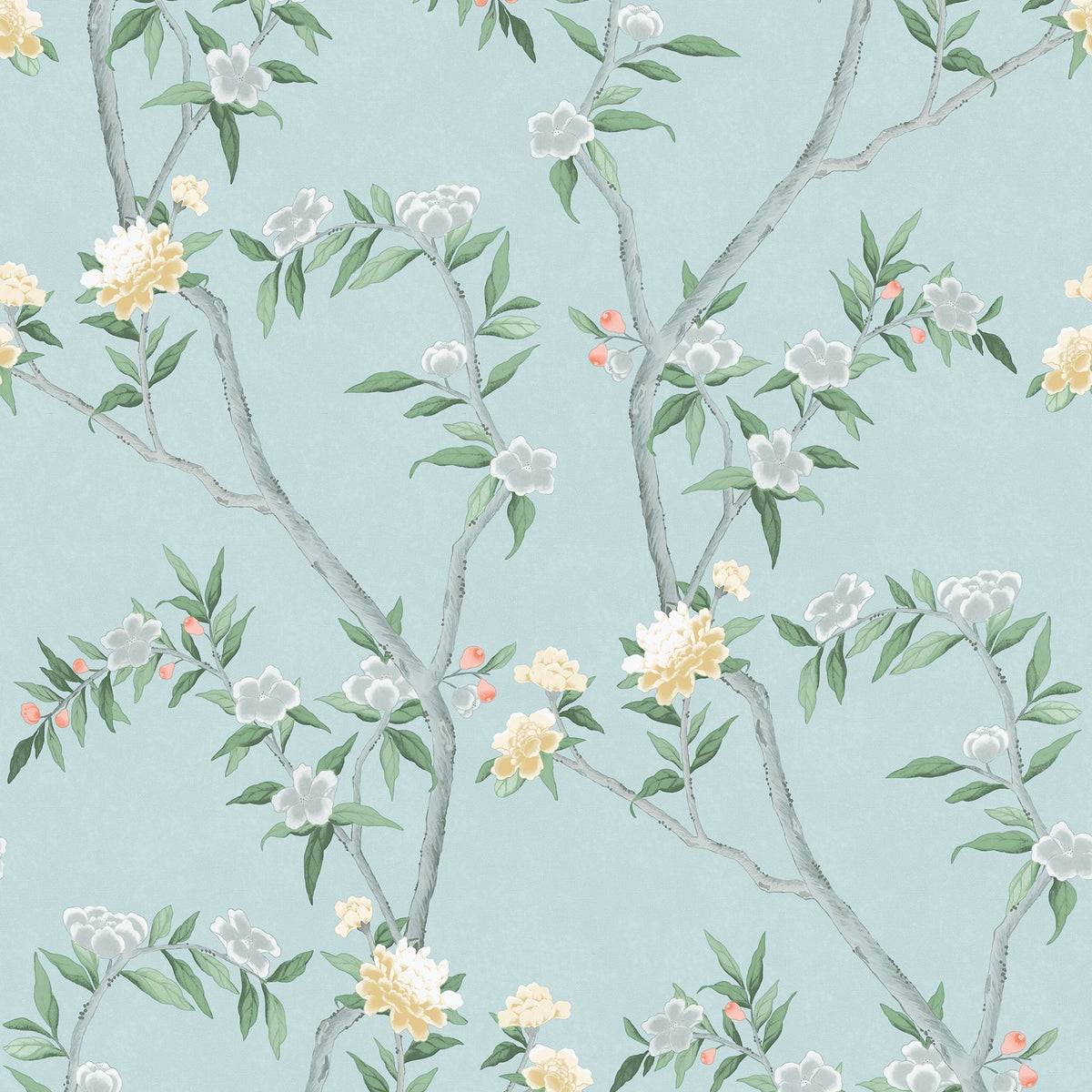 Galerie Spring Blossom Chinoiserie Blue Wallpaper 1900-1
