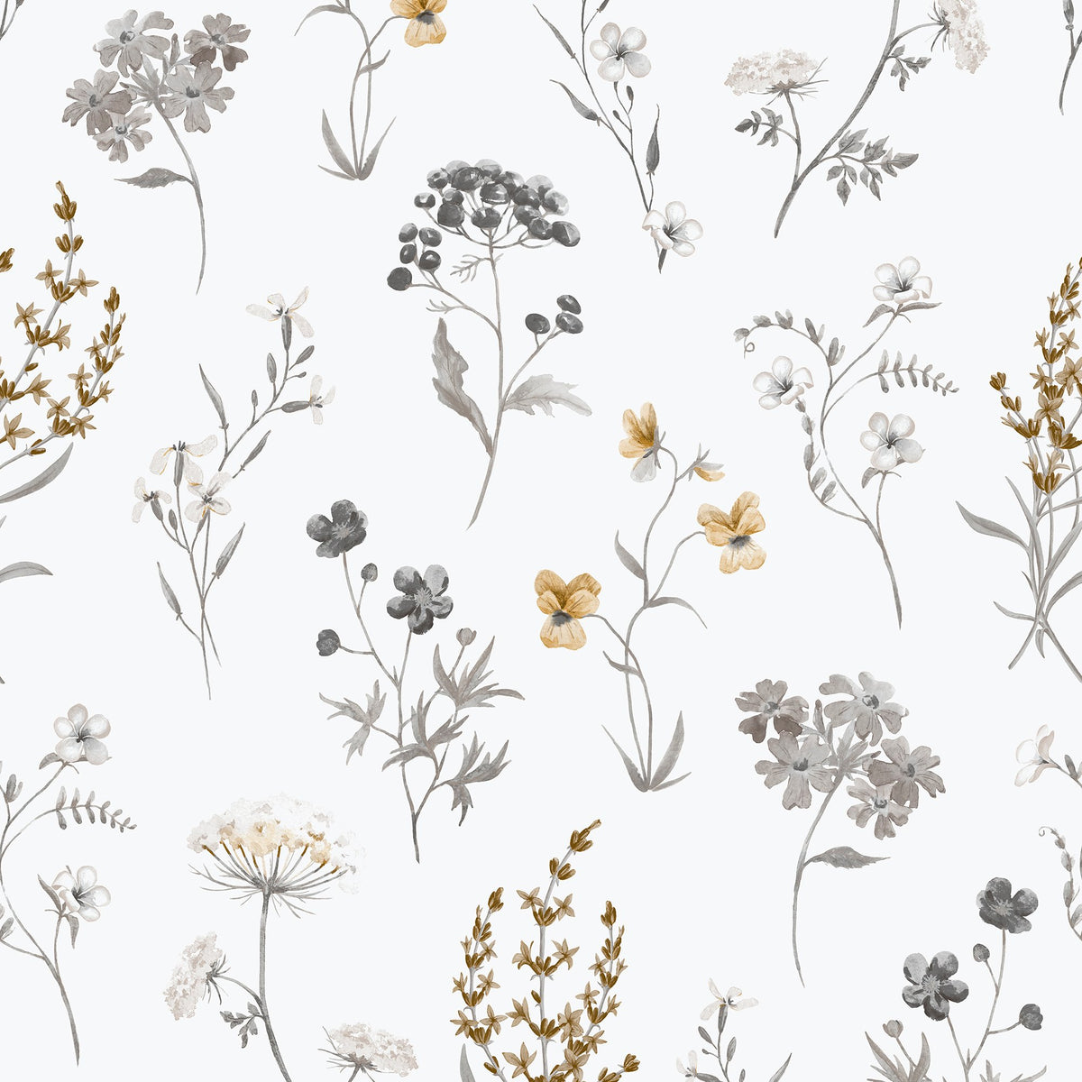 Galerie Spring Blossom BOTANICAL Silver Grey Wallpaper 1901-