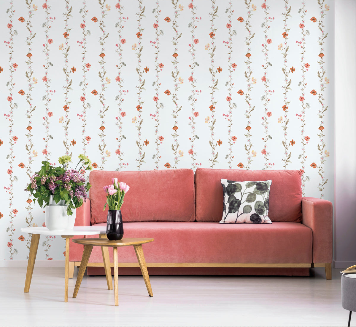 Galerie Spring Blossom Vertical Garden Red Wallpaper 1902-3