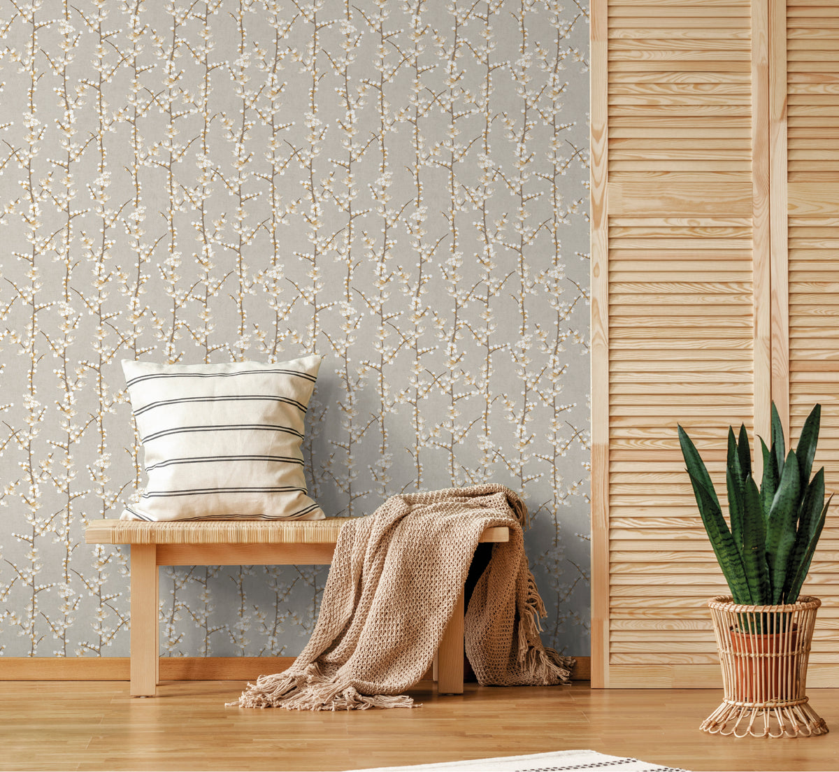 Galerie Spring Blossom Sakura Row Beige Wallpaper 1904-2