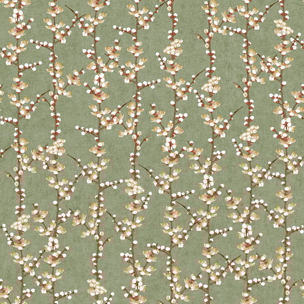 Galerie 1904-4 Green Sakura Row - Eade's Wallpaper