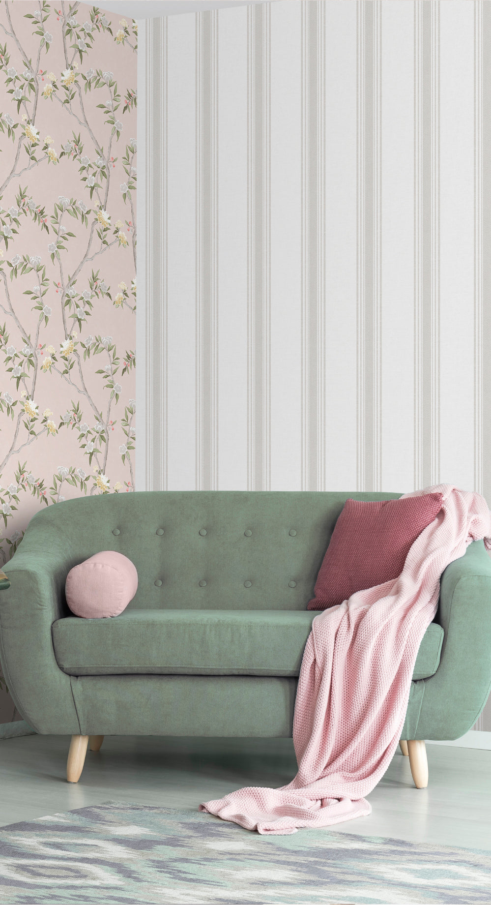 Galerie Spring Blossom STRIPES Beige Wallpaper 1909-4