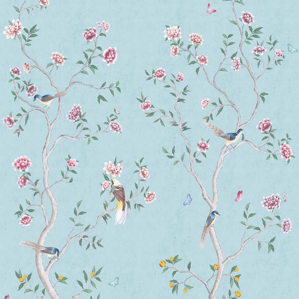 Galerie 1911-1 Blue Chinoiserie Mural - Eade's Wallpaper