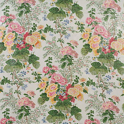 LEE JOFA 2005100.101.0 HOLLYHOCK HDB WHITE/PINK Fabric - Eade's Wallpaper
