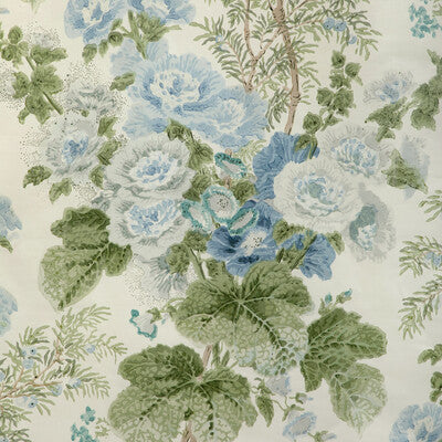 LEE JOFA 2005100.153.0 HOLLYHOCK HDB BLUE/LEAF Fabric - Eade's Wallpaper