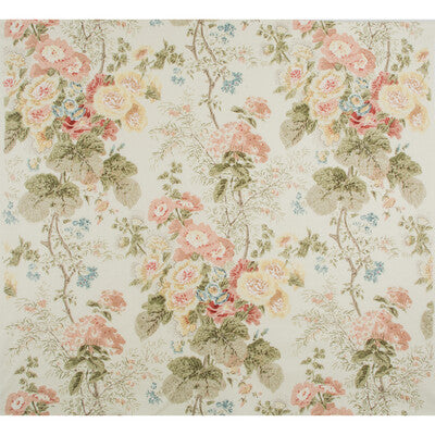 LEE JOFA 2005100.730.0 HOLLYHOCK HDB CORAL/OLIVE Fabric - Eade's Wallpaper