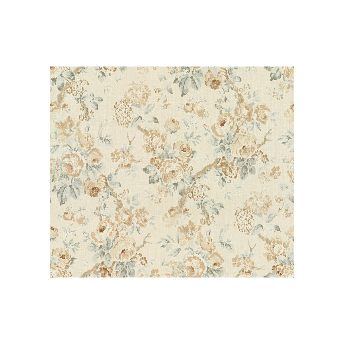 LEE JOFA 2007157.613.0 GARDEN ROSES BEIGE/AQUA Fabric - Eade's Wallpaper
