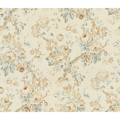 LEE JOFA 2007157.613.0 GARDEN ROSES BEIGE/AQUA Fabric - Eade's Wallpaper