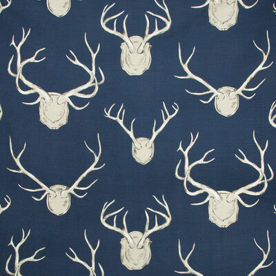 LEE JOFA 2009143.50.0 ANTLERS NAVY Fabric - Eade's Wallpaper
