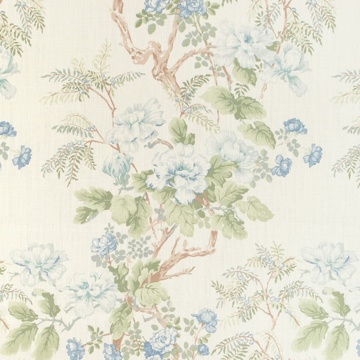 LEE JOFA 2009164.153.0 CHINESE PEONY BLUE Fabric - Eade's Wallpaper