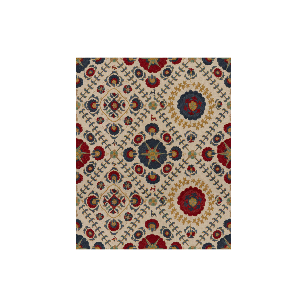 LEE JOFA 2012106.519.0 AYLA TRELLIS INDIGO/RED Fabric - Eade's Wallpaper