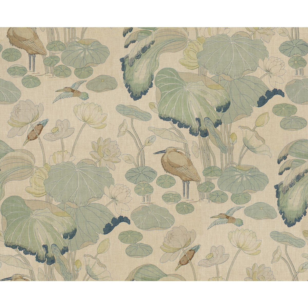 LEE JOFA 2016100.311.0 NYMPHEUS TWILL FROST/SEA Fabric - Eade's Wallpaper