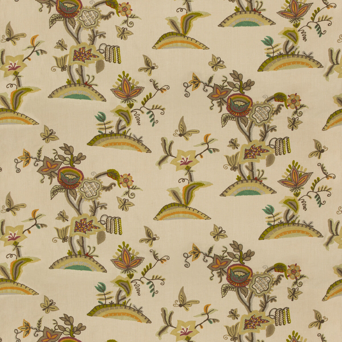 LEE JOFA 2018138.103.0 CAMBRIA CREWEL PLUM/MOSS Fabric - Eade's Wallpaper