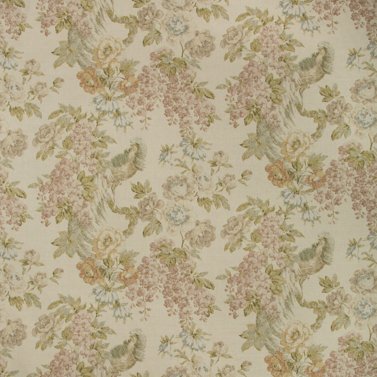 LEE JOFA 2018139.103.0 MONTECITO FLORAL OLIVE/PLUM Fabric - Eade's Wallpaper