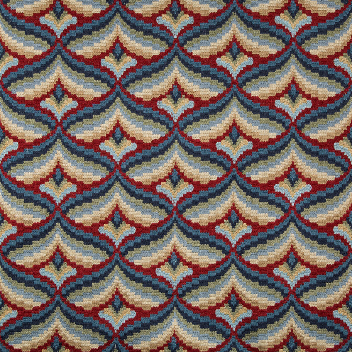 LEE JOFA 2019106.195.0 GILES EMBROIDERY RED/BLUE Fabric - Eade's Wallpaper