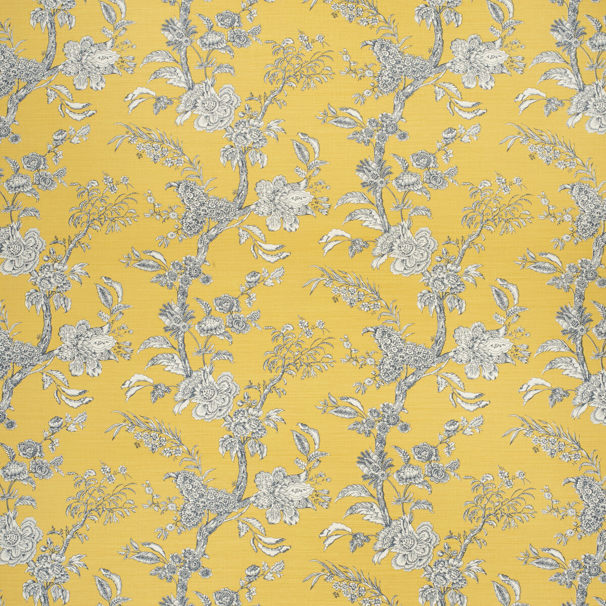 LEE JOFA 2020120.450.0 BEIJING BLOSSOM AMB/NAVY Fabric - Eade's Wallpaper