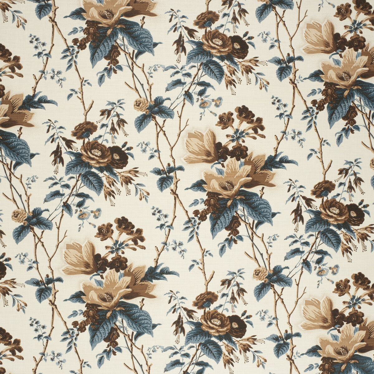 LEE JOFA 2020129.561.0 DE LA TOUR BLU/BROW/WHI Fabric - Eade's Wallpaper