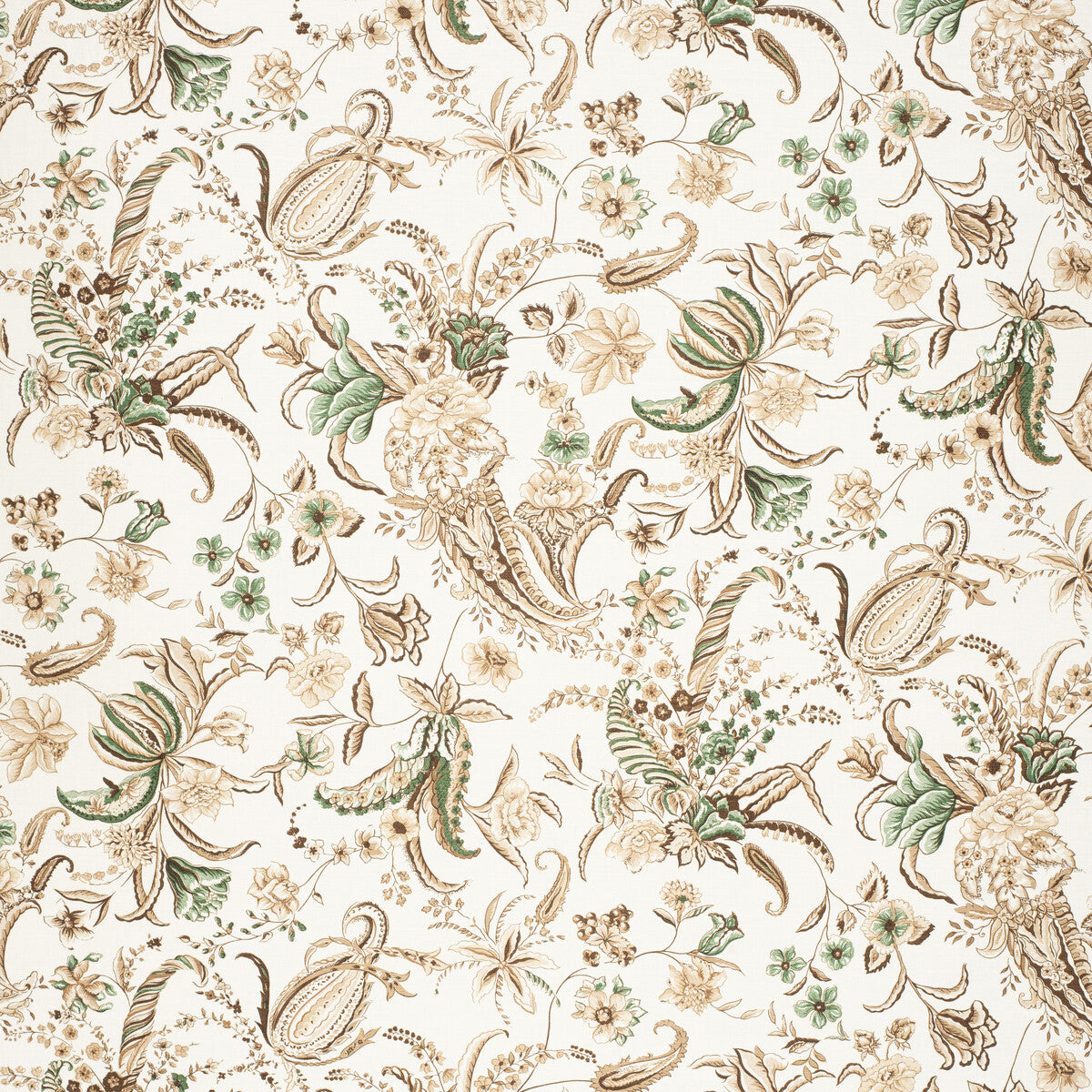 LEE JOFA 2020155.6316.0 PAISLEY PASSION BROW/GREE Fabric - Eade's Wallpaper