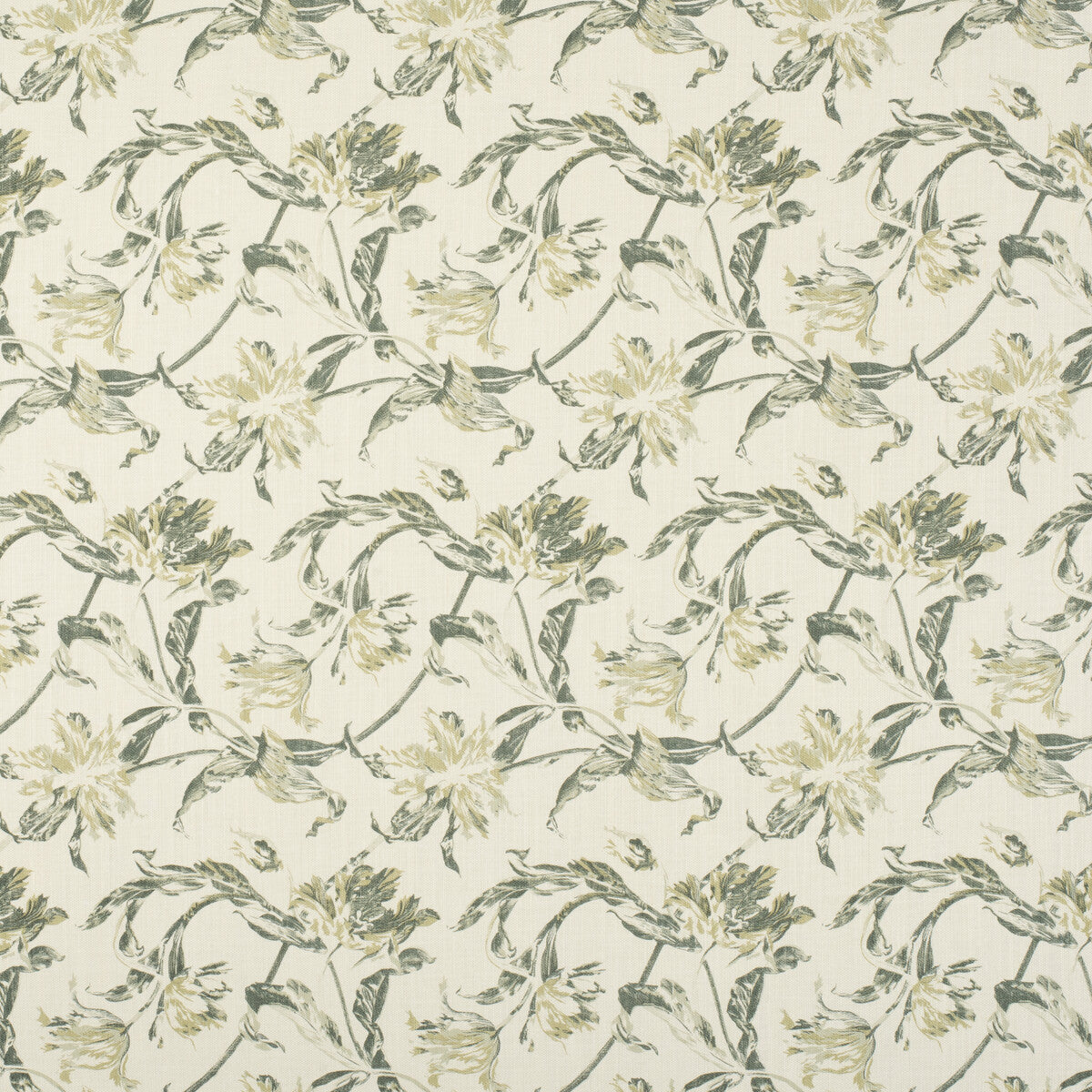 LEE JOFA 2020161.3.0 RUSSIAN TULIP GREEN Fabric - Eade's Wallpaper