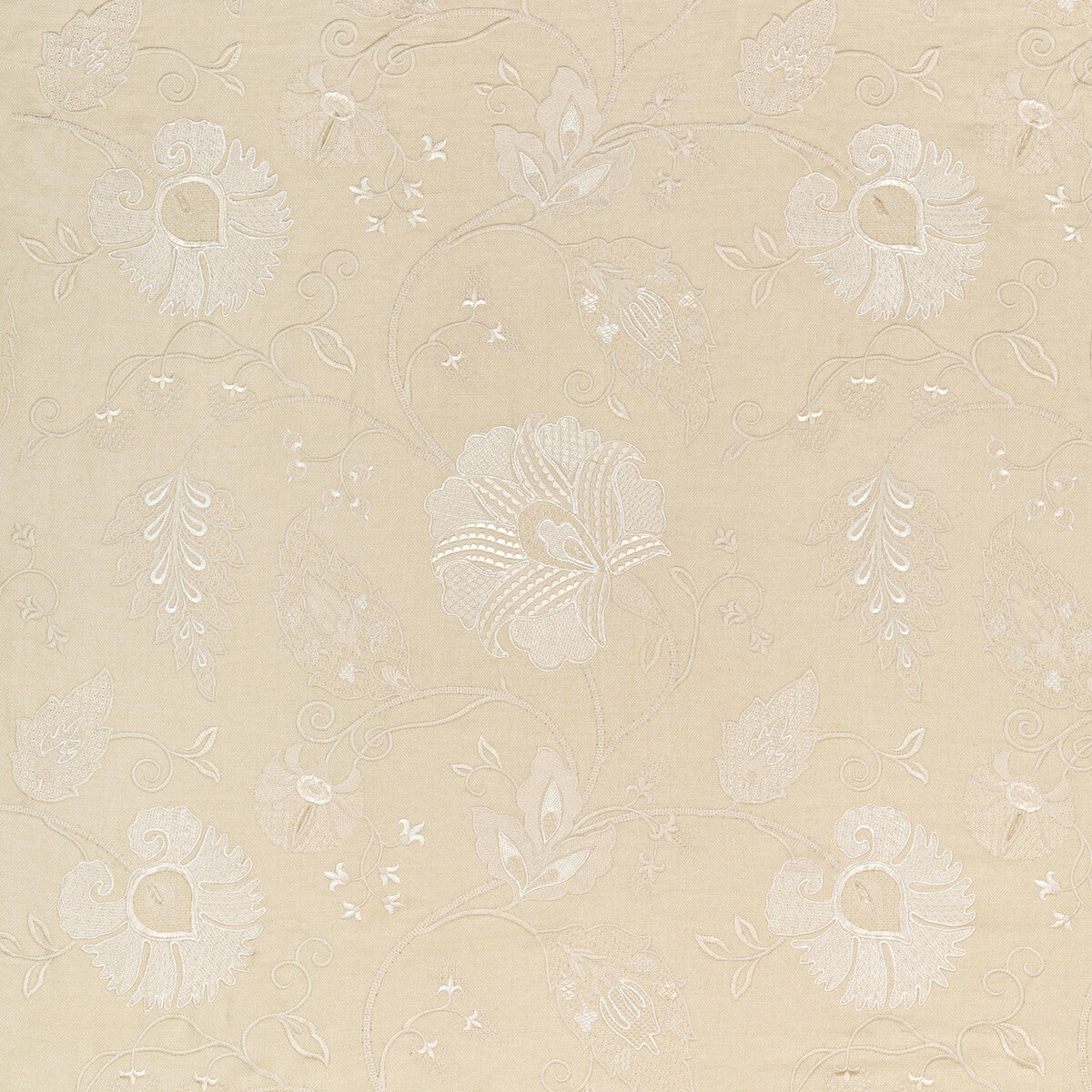 LEE JOFA 2020215.16.0 SHIRAZ EMB STONE/IVORY Fabric - Eade's Wallpaper