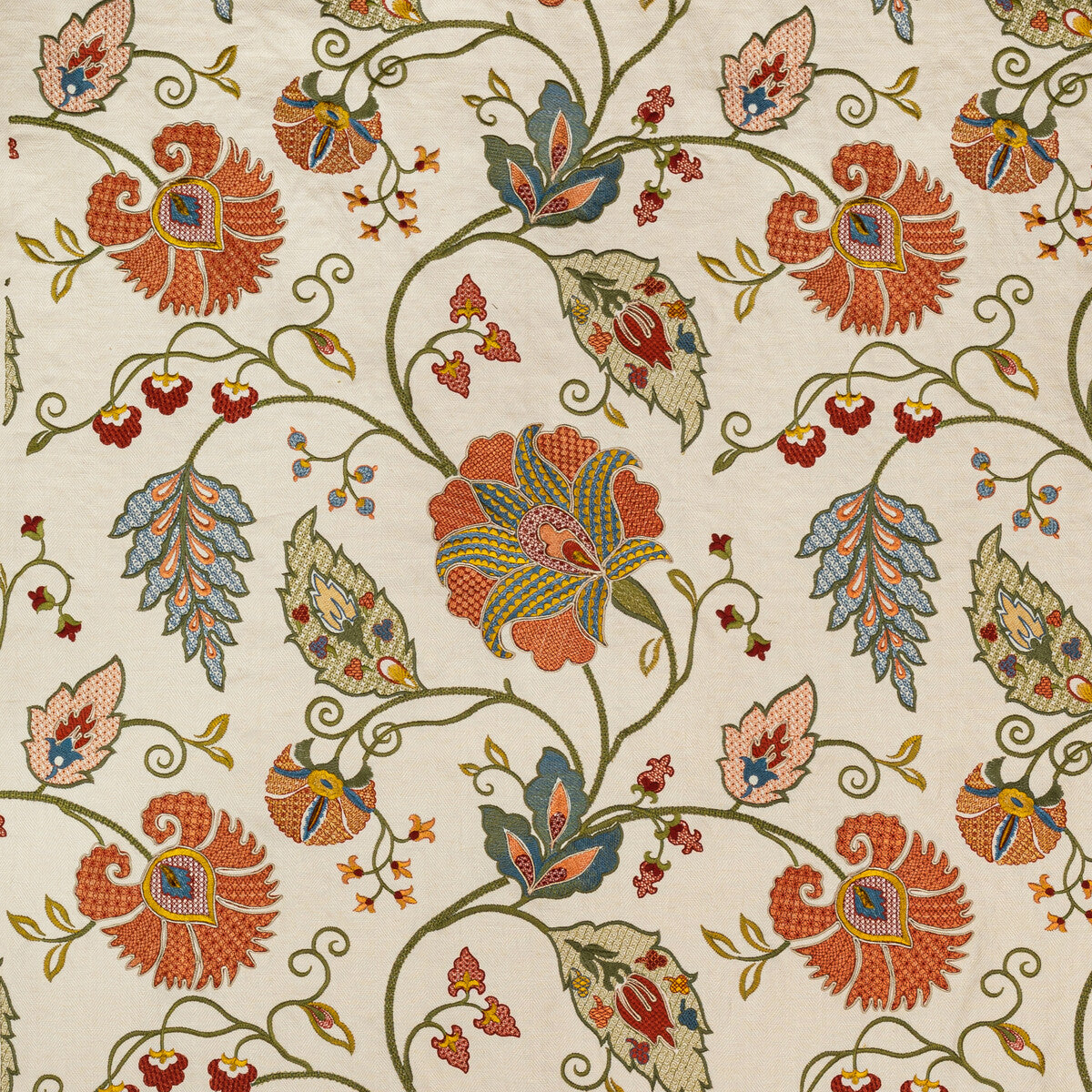 LEE JOFA 2020215.324.0 SHIRAZ EMB SPICE/OLIVE Fabric - Eade's Wallpaper