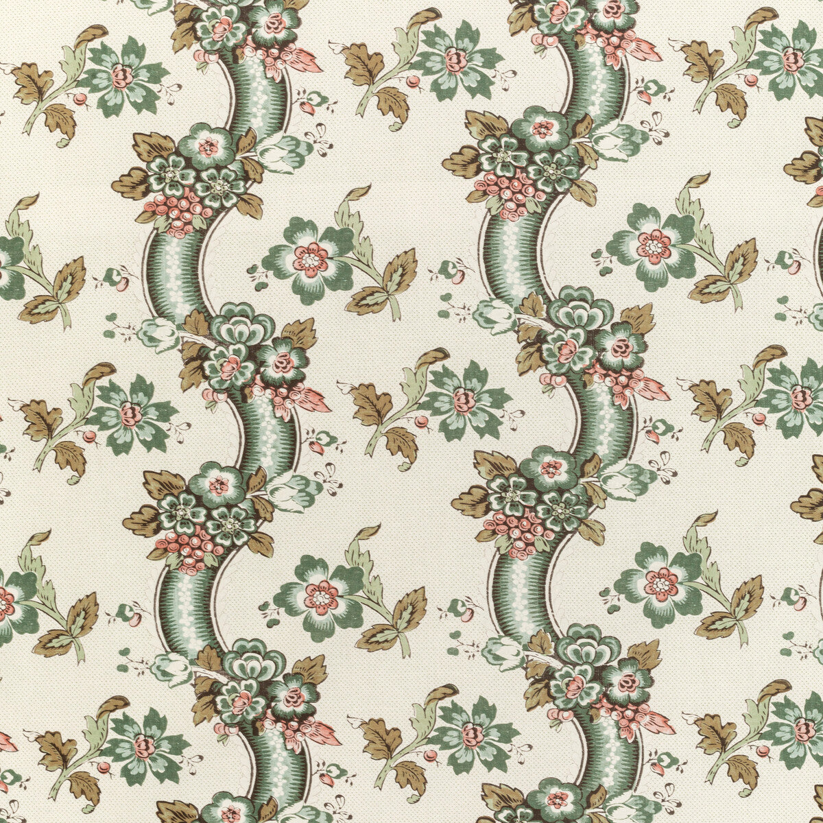 LEE JOFA 2020217.317.0 BENDAY PRINT GREEN/ROSE Fabric - Eade's Wallpaper