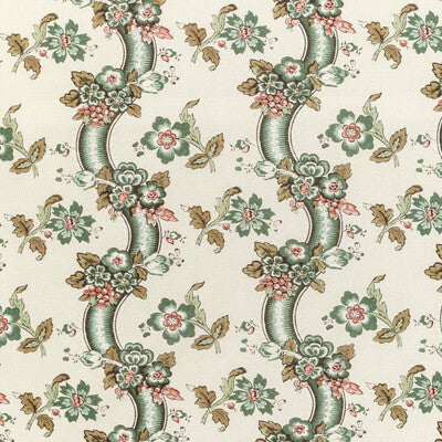 LEE JOFA 2020217.317.0 BENDAY PRINT GREEN/ROSE Fabric - Eade's Wallpaper