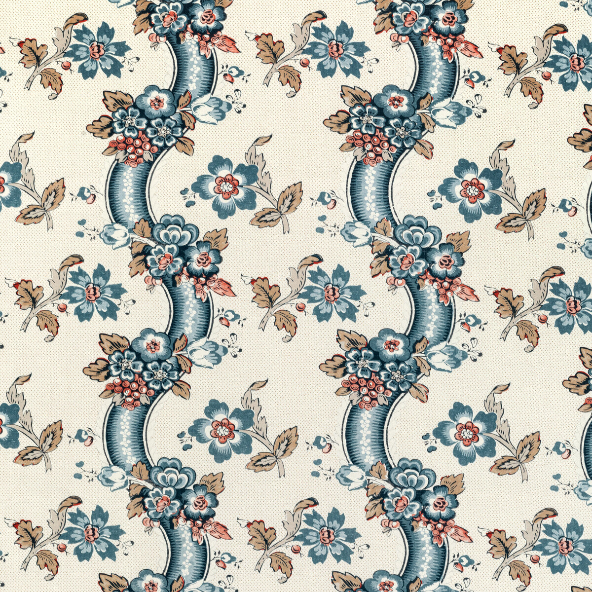LEE JOFA 2020217.519.0 BENDAY PRINT DENIM/BERRY Fabric - Eade's Wallpaper