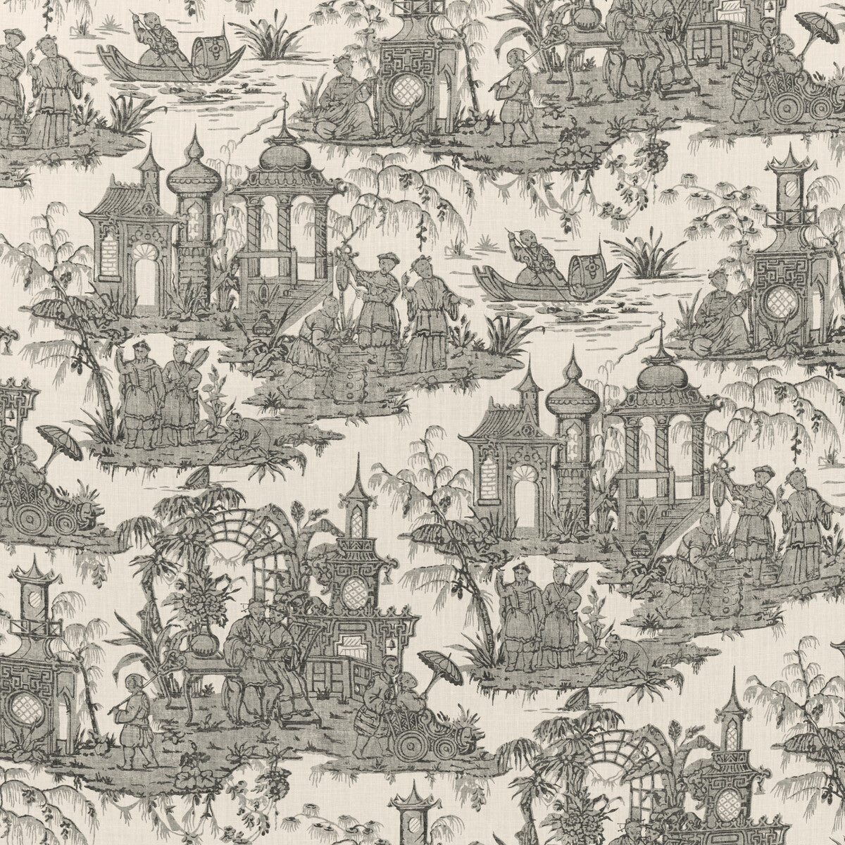 LEE JOFA 2020224.816.0 PAGODA TOILE COAL Fabric - Eade's Wallpaper