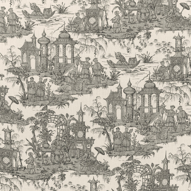 LEE JOFA 2020224.816.0 PAGODA TOILE COAL Fabric - Eade's Wallpaper
