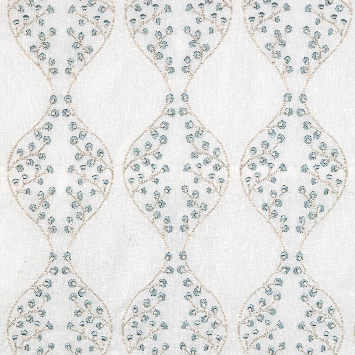 LEE JOFA 2021130.516.0 LILLIE SHEER IVORY/BLUE Fabric - Eade's Wallpaper